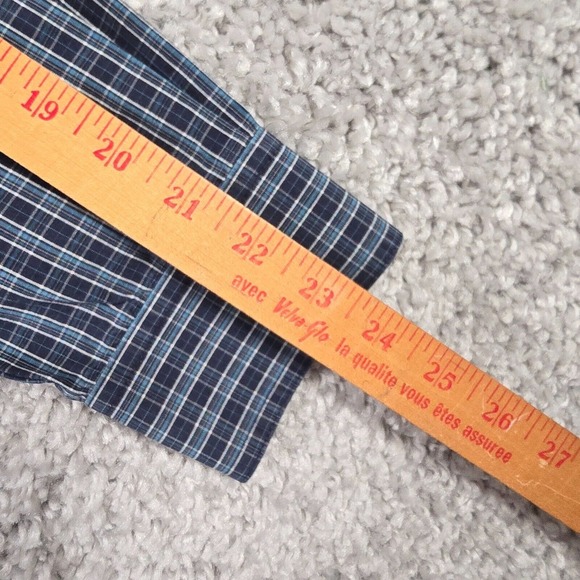 Ariat Pro Series Shirt Mens Medium Blue Plaid Button Up Long Sleeve Vented - Picture 10 of 11